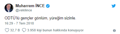 Muharrem İnce’den gözaltına alınan ODTÜ’lü gençler için açıklama - Resim: 1