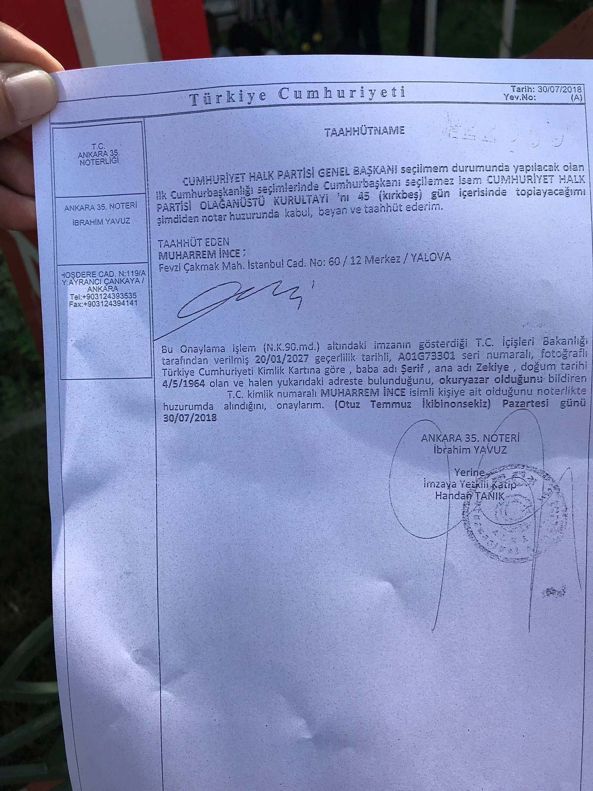 Muharrem İnce'den noter önünde flaş açıklama! - Resim: 1