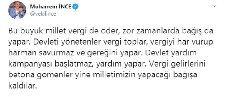 İnce’den bağış kampanyası başlatan Erdoğan’a sert tepki - Resim: 1