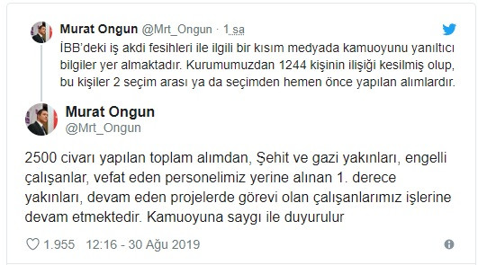 İBB Sözcüsü Murat Ongun'dan işten çıkarmalarla ilgili açıklama - Resim: 1