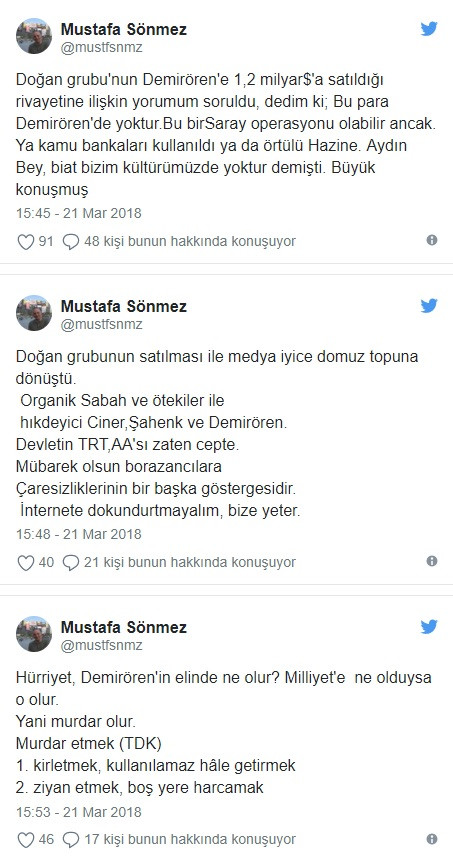 Ekonomist Mustafa Sönmez'den şok yorum: Hürriyet, Demirören'in elinde murdar olur - Resim: 1