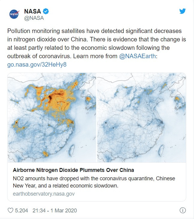 NASA: Koronavirüs atmosferin temizlenmesine yol açtı - Resim: 1