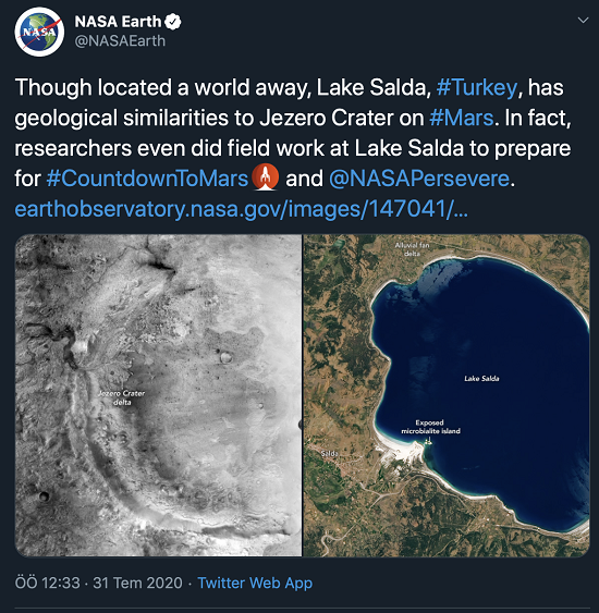 NASA'dan Salda Gölü paylaşımı: Mars'taki Jezero Krateri'ne benziyor - Resim: 1