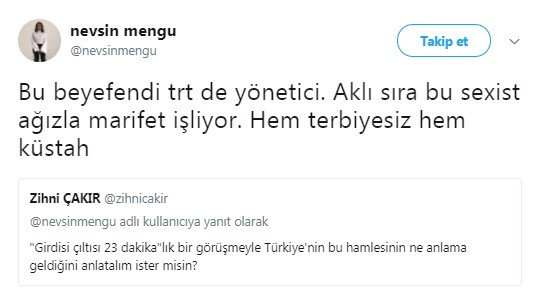 Nevşin Mengü'den Zihni Çakır'a: Seksist ağızla marifet işliyor... - Resim: 1