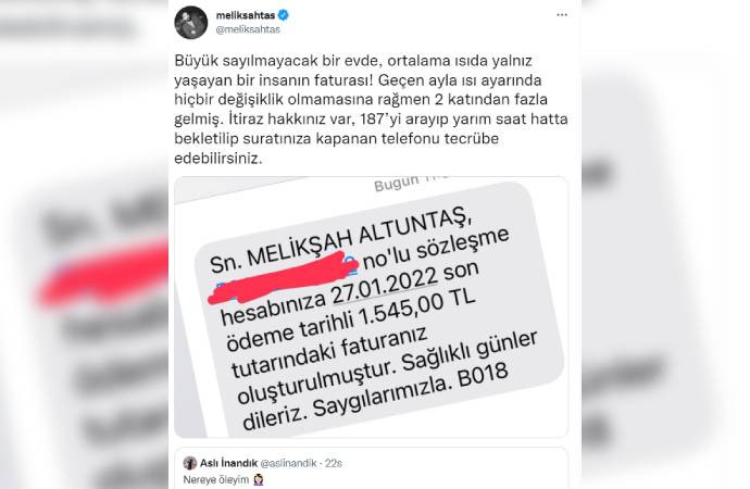 Aslı İnandık Ve Melikşah Faturalarını Paylaştı - Resim: 1