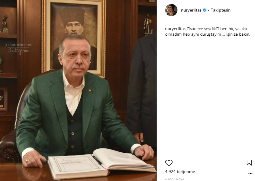 Nur Yerlitaş Cumhurbaşkanı Erdoğan'ın fotoğrafını paylaştı: Hiç yalaka olmadım - Resim: 1