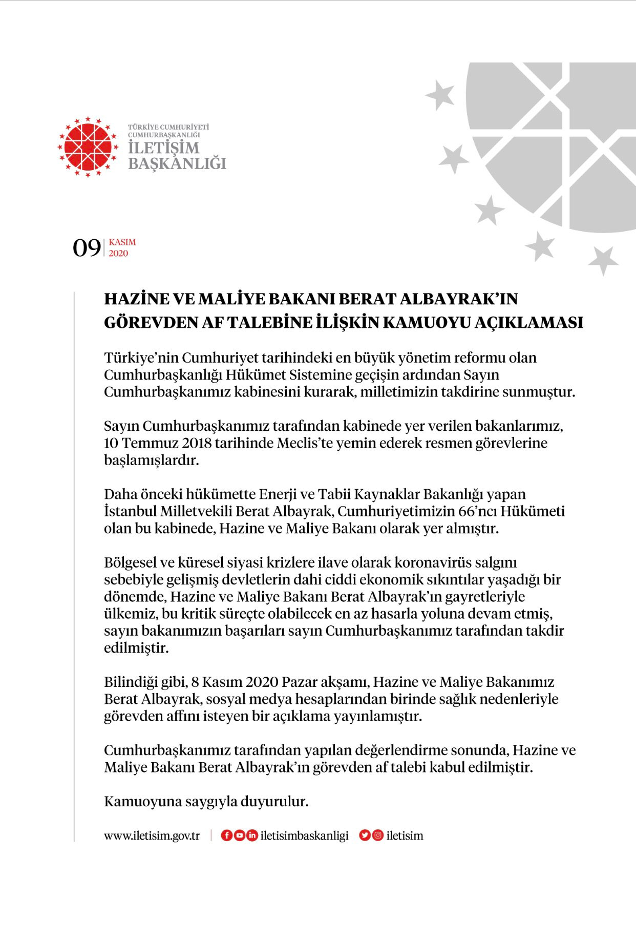 Erdoğan damadı Berat Albayrak'ın istifasını 27 saat sonra böyle kabul etti - Resim: 1