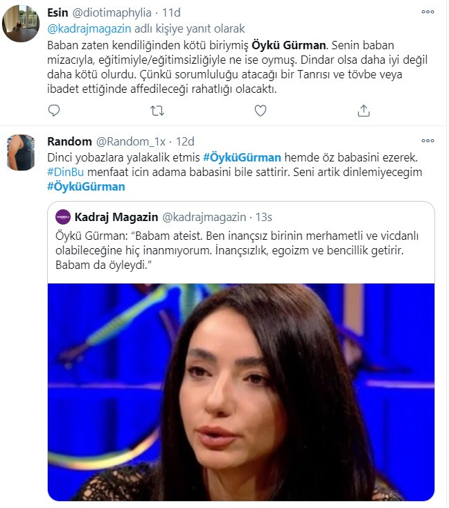 Öykü Gürman'dan tuhaf sözler: Babam ateist, inançsız biri merhametli olamaz - Resim: 2