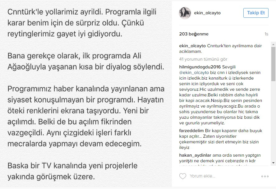 Ekin Olcayto kovulma sebebinin Ali Ağaoğlu programı olduğunu söyledi - Resim: 2
