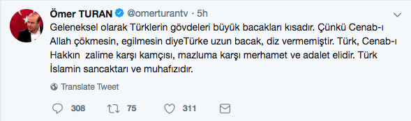 Ömer Turan: Allah Türklere eğilmesinler diye bacak vermemiştir - Resim: 1