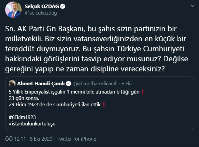 AKP'li Ahmet Hamdi Çamlı yine cumhuriyete saldırdı - Resim: 1