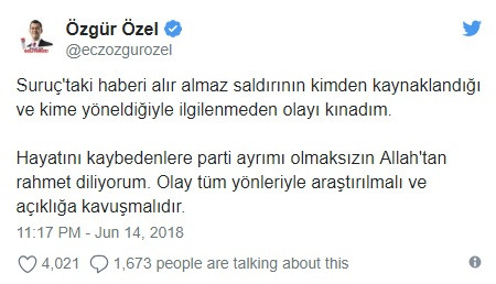 CHP'li Özgür Özel'in Suruç tweet'i tepki çekti - Resim: 2