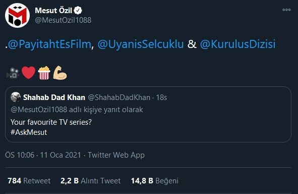 Mesut Özil'in En Sevdiği Diziler: Payitaht, Uyanış Büyük Selçuklu, Kuruluş Osman - Resim: 1
