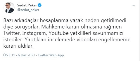 Sosyal Medya Şirketleri Sedat Peker'in Savunmasını Almış - Resim: 1