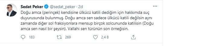 Sedat Peker'den Doğu Perinçek'e Tepki: Vallahi Sen Türünün Son Örneğisin! - Resim: 1