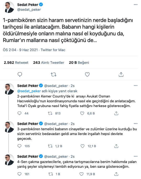 Sedat Peker'den Demirören'e: Milletin Malına Nasıl El Koyduğunuzu Anlatacağım - Resim: 1