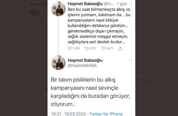 Pislikler diyen Sabah yazarı Haşmet Babaoğlu, Erdoğan alkışlayınca hesabını kapattı - Resim: 1
