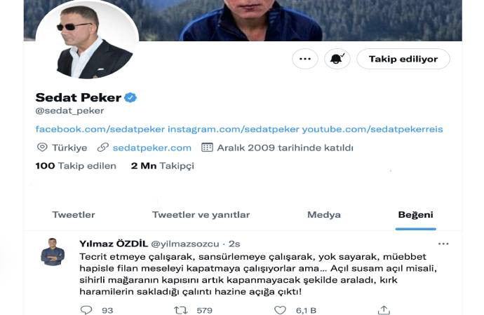 Falyalı'nın Ardından Sedat Peker O Tweeti Beğendi - Resim: 1