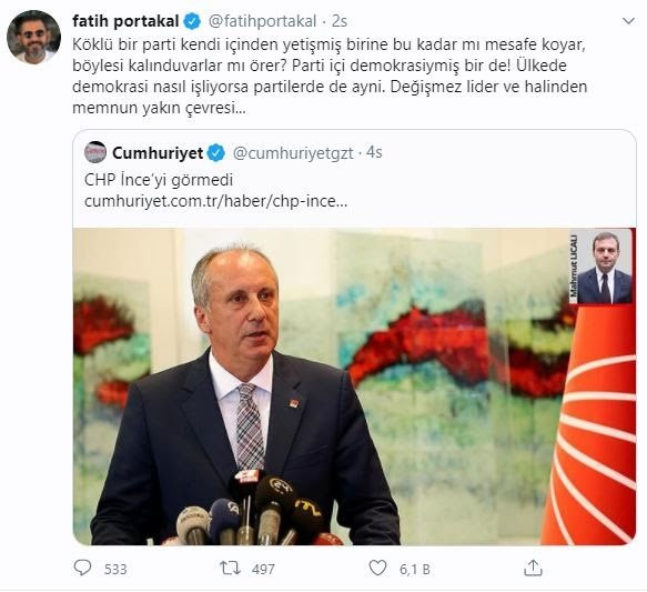 Fatih Portakal'dan CHP'ye Muharrem İnce tepkisi - Resim: 1