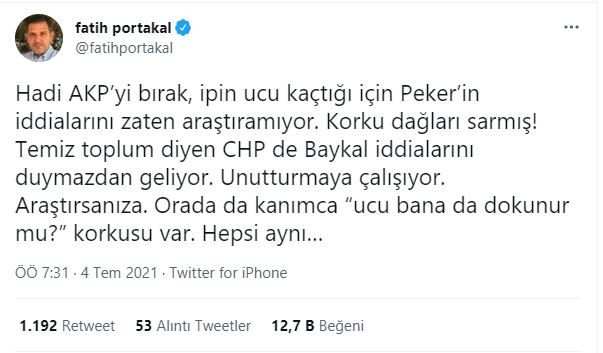 Fatih Portakal Hem İktidara Hem Muhalefete Yüklendi: Korku Dağları Sarmış! - Resim: 1
