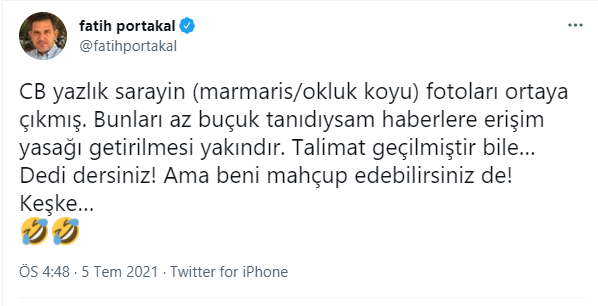 Fotoğrafları Yayınlanan Yazlık Saray'a Fatih Portakal'dan Çarpıcı Yorum: Talimat Geçilmiştir... - Resim: 1