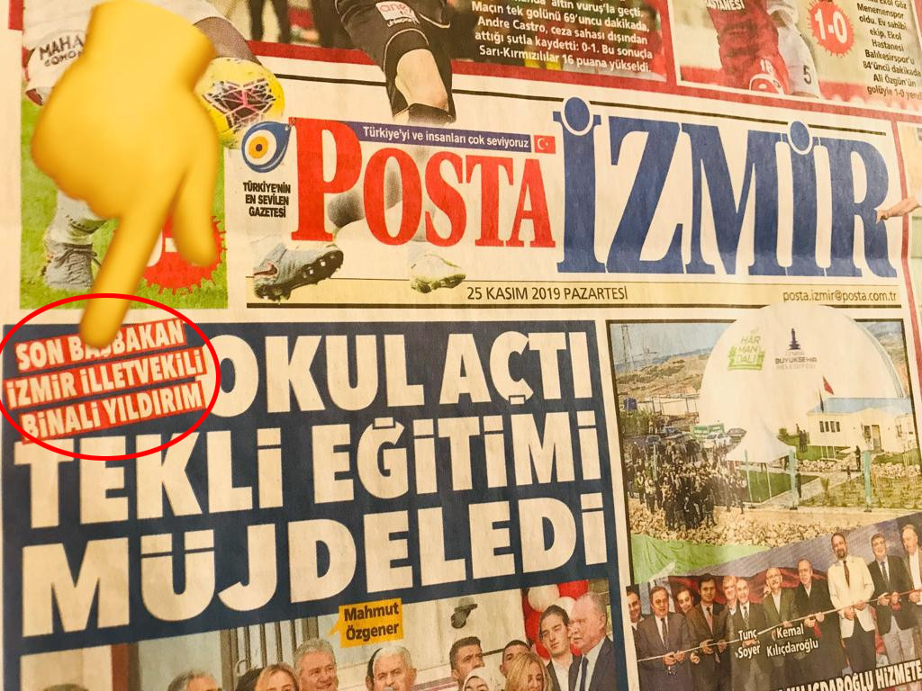 Posta gazetesi manşetinde skandal hata: İzmir illetvekili Binali Yıldırım - Resim: 1