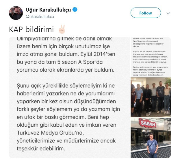 Uğur Karakullukçu İmamoğlu paylaşımı yüzünden mi Turkuvaz Medya'dan istifa etti? - Resim: 2