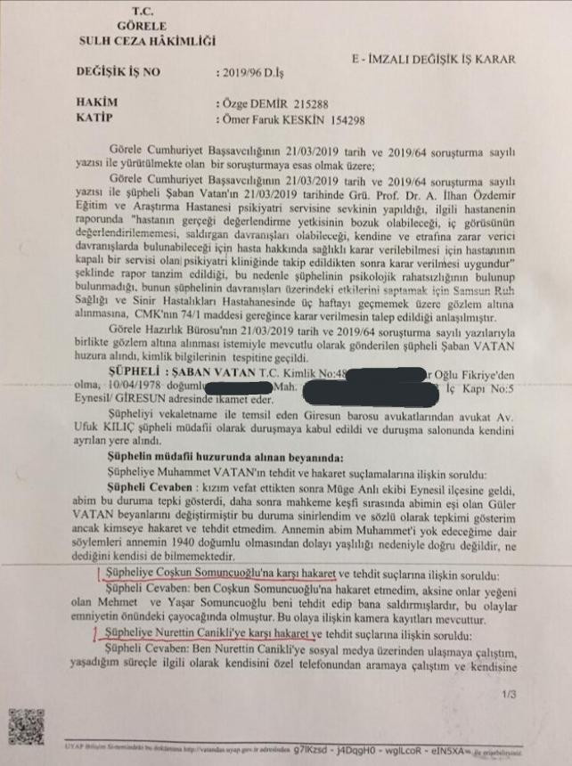 Rabia Naz'ın babası Şaban Vatan'ı AKP'li Nurettin Canikli şikayet etmiş - Resim: 1