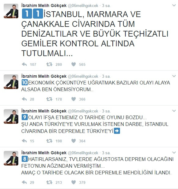 Gökçek'ten şok mesajlar: Suni depreme karşı denizaltılar kontrol altına alınsın - Resim: 1