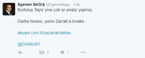 Egemen Bağış'tan Reza Zarrab tweeti - Resim: 1