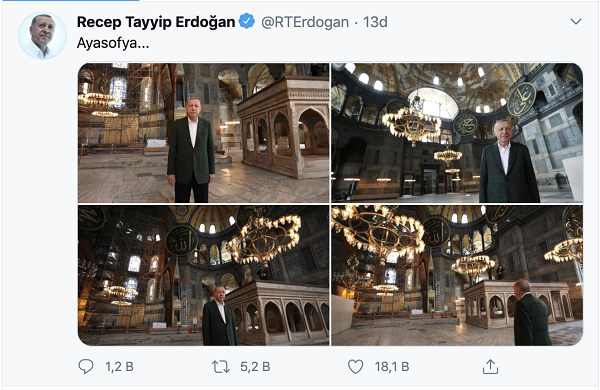 Erdoğan Ayasofya ziyaretinin fotoğraflarını paylaştı - Resim: 1