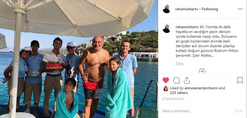 Reha Muhtar'ı acil durum diye denizden çıkarıp doğum günü sürprizi yaptılar - Resim: 1