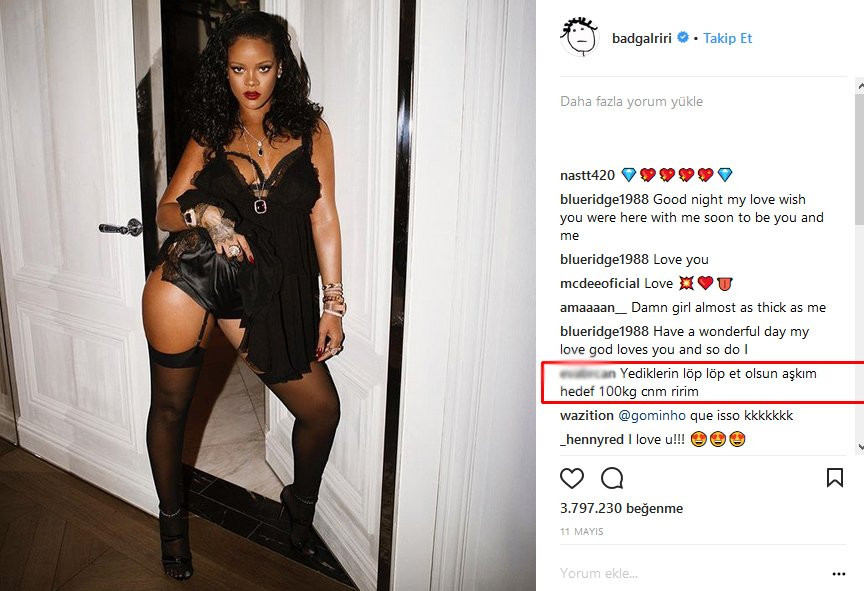 İç çamaşırlı fotoğraf paylaşan Rihanna'ya şaşırtan Türkçe yorum - Resim: 1