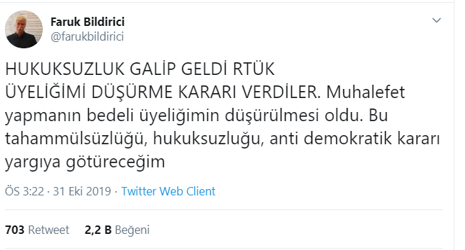 RTÜK'te skandal toplantı: Faruk Bildirici'nin üyeliği düşürüldü - Resim: 1