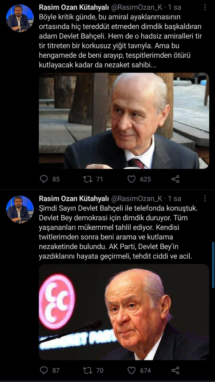Devlet Bahçeli, Tweetlerinden Dolayı ROK'u Telefonla Arayıp Kutlamış - Resim: 1
