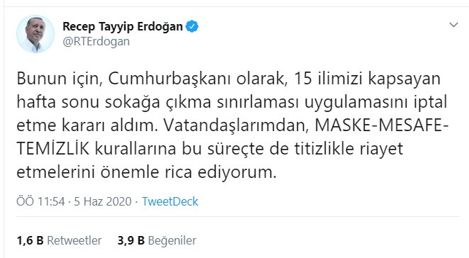 Son dakika: Erdoğan sokağa çıkma yasağını iptal etti - Resim: 1