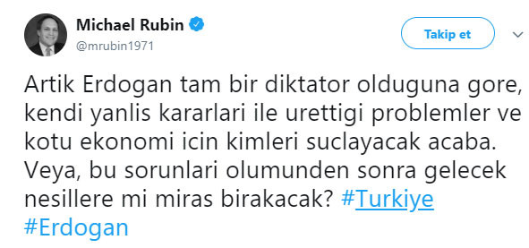 15 Temmuz'u önceden yazan ABD'li Rubin'den Erdoğan hakkında şok eden tweet - Resim: 1