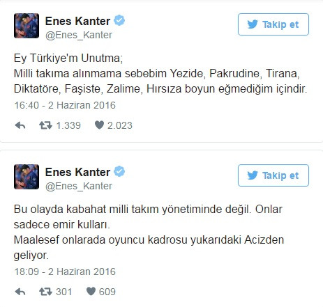 Enes Kanter: Milli Takım'a alınmama nedenim faşiste, diktatöre, hırsıza boyun eğmediğim içindir - Resim: 1