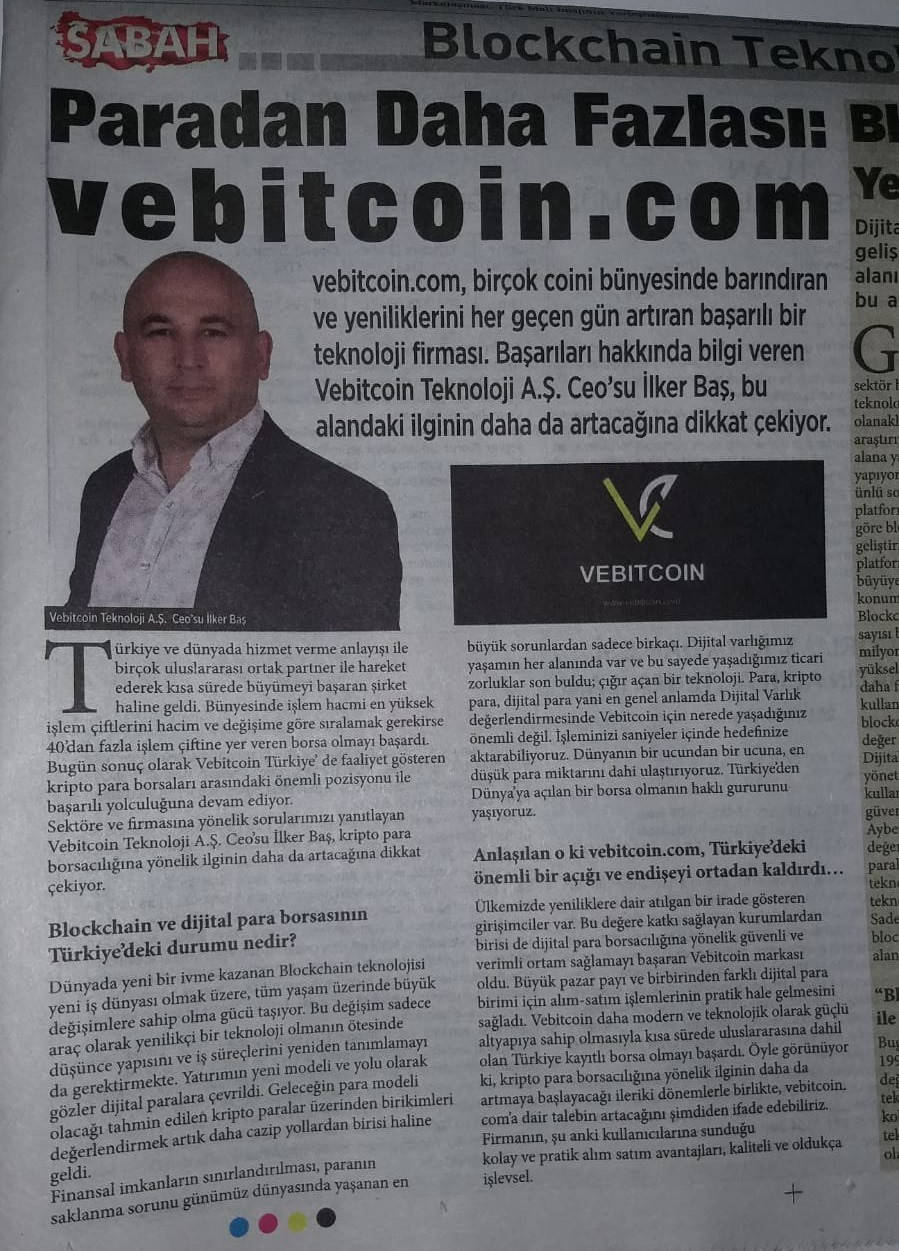 Vebitcoin CEO'sunu Sabah Gazetesi Öve Öve Bitirememiş - Resim: 1