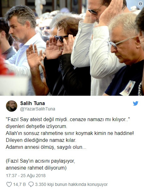 Sabah yazarından Fazıl Say tepkisi: Dileyen dilediğinde namaz kılar, saygılı olun - Resim: 1