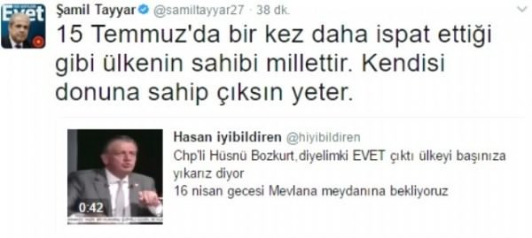 Şamil Tayyar: Hüsnü Bozkurt donuna sahip çıksın - Resim: 1