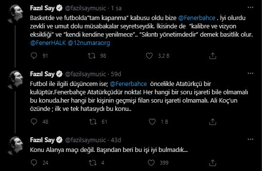 Fazıl Say: Fenerbahçe Atatürkçü Bir Kulüptür, Bu Konuda Herhangi Bir Soru İşareti Olmamalı - Resim: 1