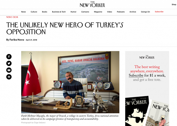 Ovacık Belediye Başkanı Maçoğlu Amerikan dergisinde: Beklenmedik kahraman - Resim: 1