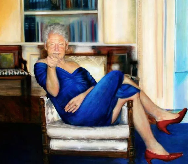Epstein'ın evinde Bill Clinton'ın kadın elbiseli portresi bulundu - Resim: 1
