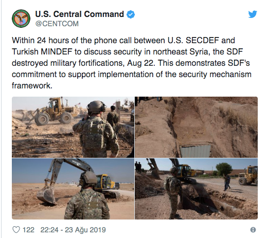 CENTCOM: DSG, Esper-Akar görüşmesinden sonra siperlerini yıktı - Resim: 1