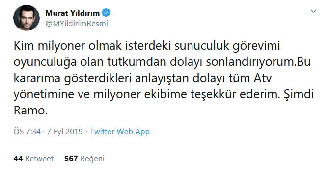 Murat Yıldırım Kim Milyoner Olmak İster yarışmasının sunuculuğunu bıraktı - Resim: 1