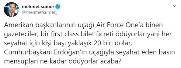 Trump'ın uçağına binen gazeteciler 20 Bin Dolar ödüyor, ya Erdoğan'ın uçağına binenler? - Resim: 1