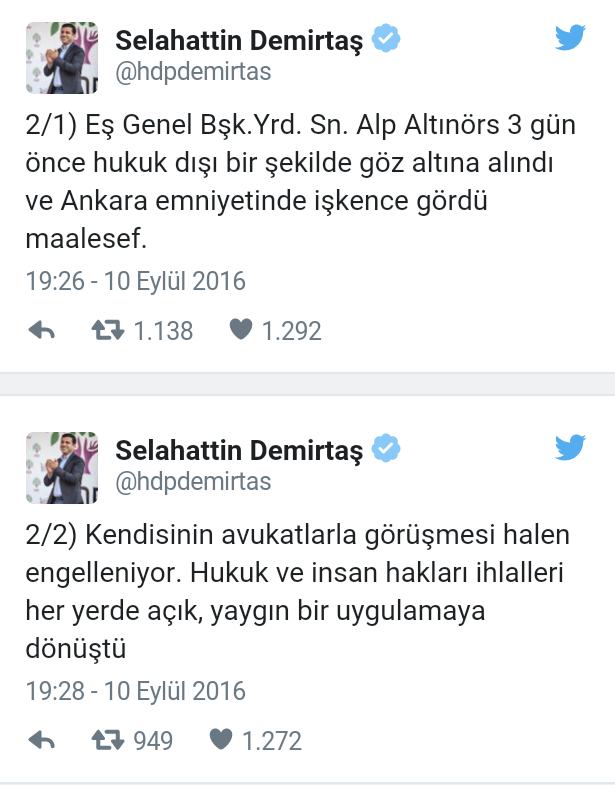 Demirtaş: HDP Eş Genel Başkan Yardımcısı Alp Altınörs işkence gördü! - Resim: 1