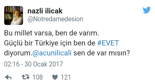 Tutuklu Nazlı Ilıcak'ın Twitter hesabında ilginç Evet mesajı - Resim: 1
