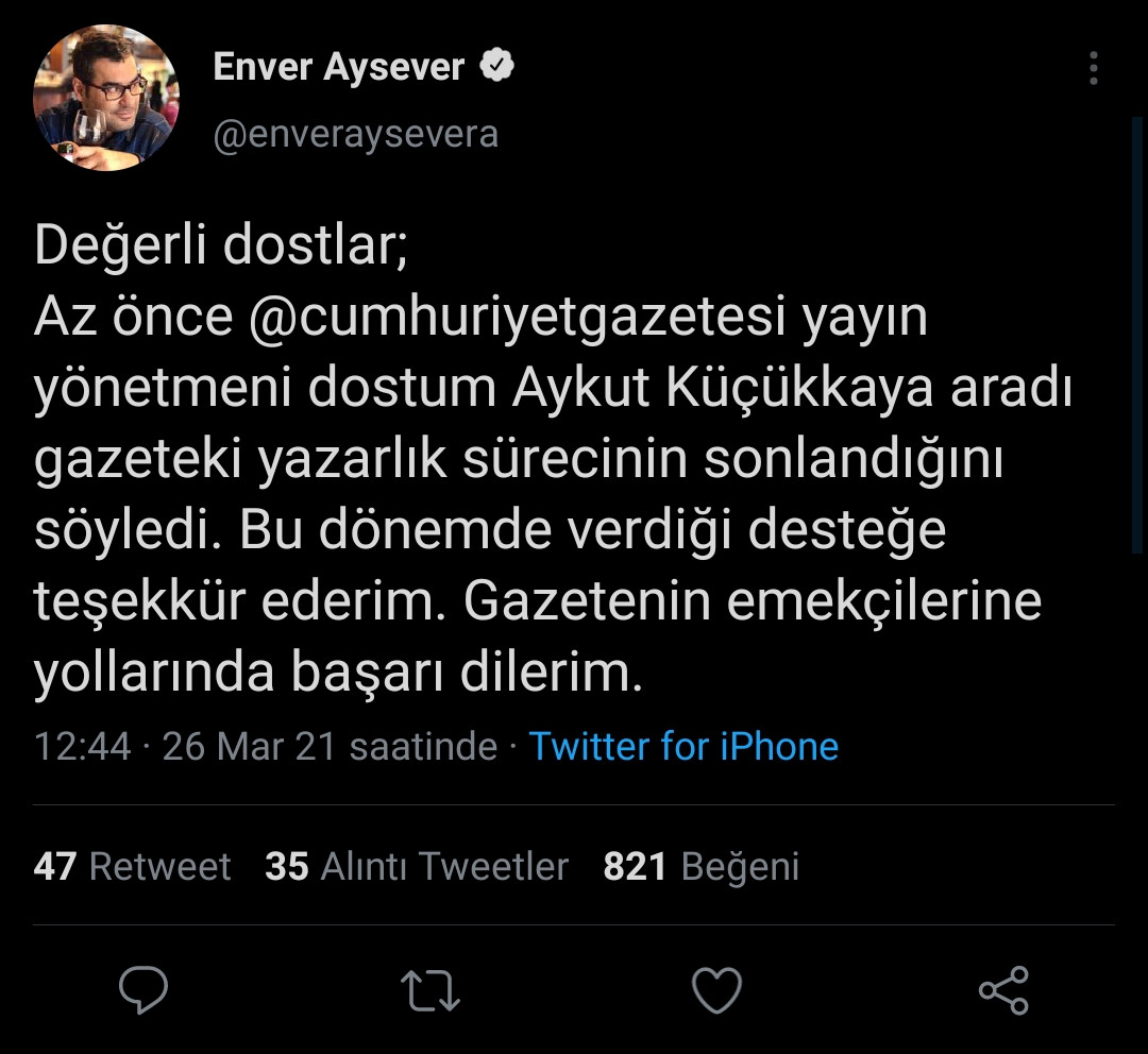 Cumhuriyet Gazetesi Enver Aysever'in Yazılarına Son Verdi - Resim: 1